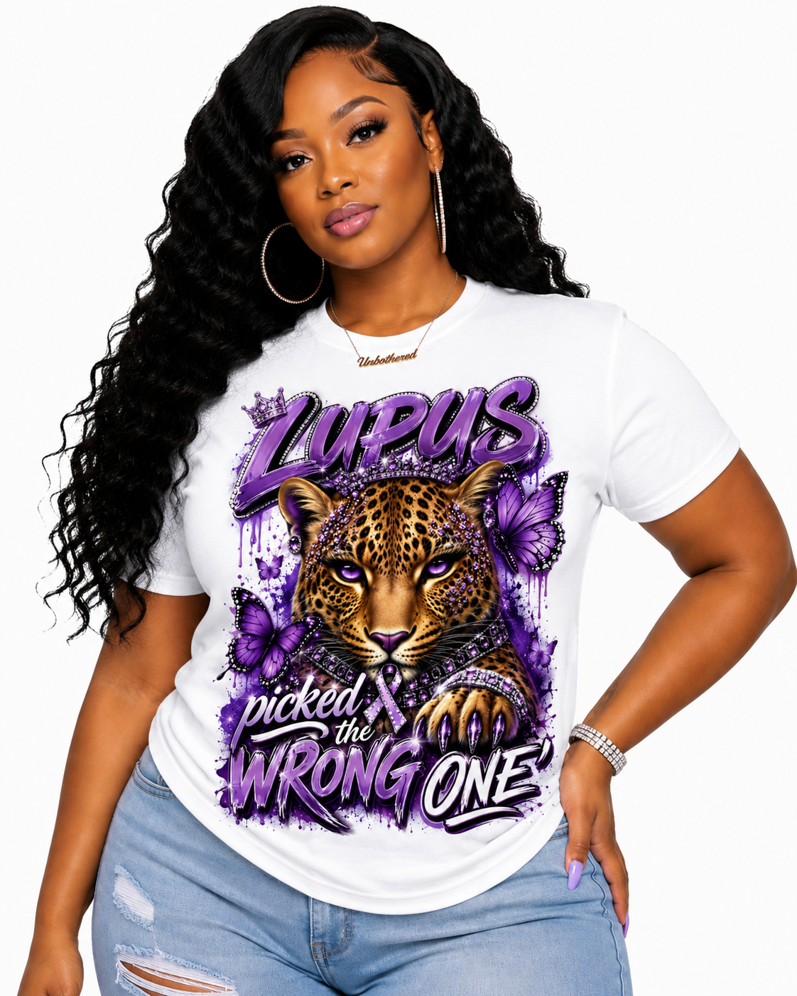 Lupus Picked the Wrong One™ Purple Leopard Awareness T-Shirt | Lupus Warrior Graphic Tee