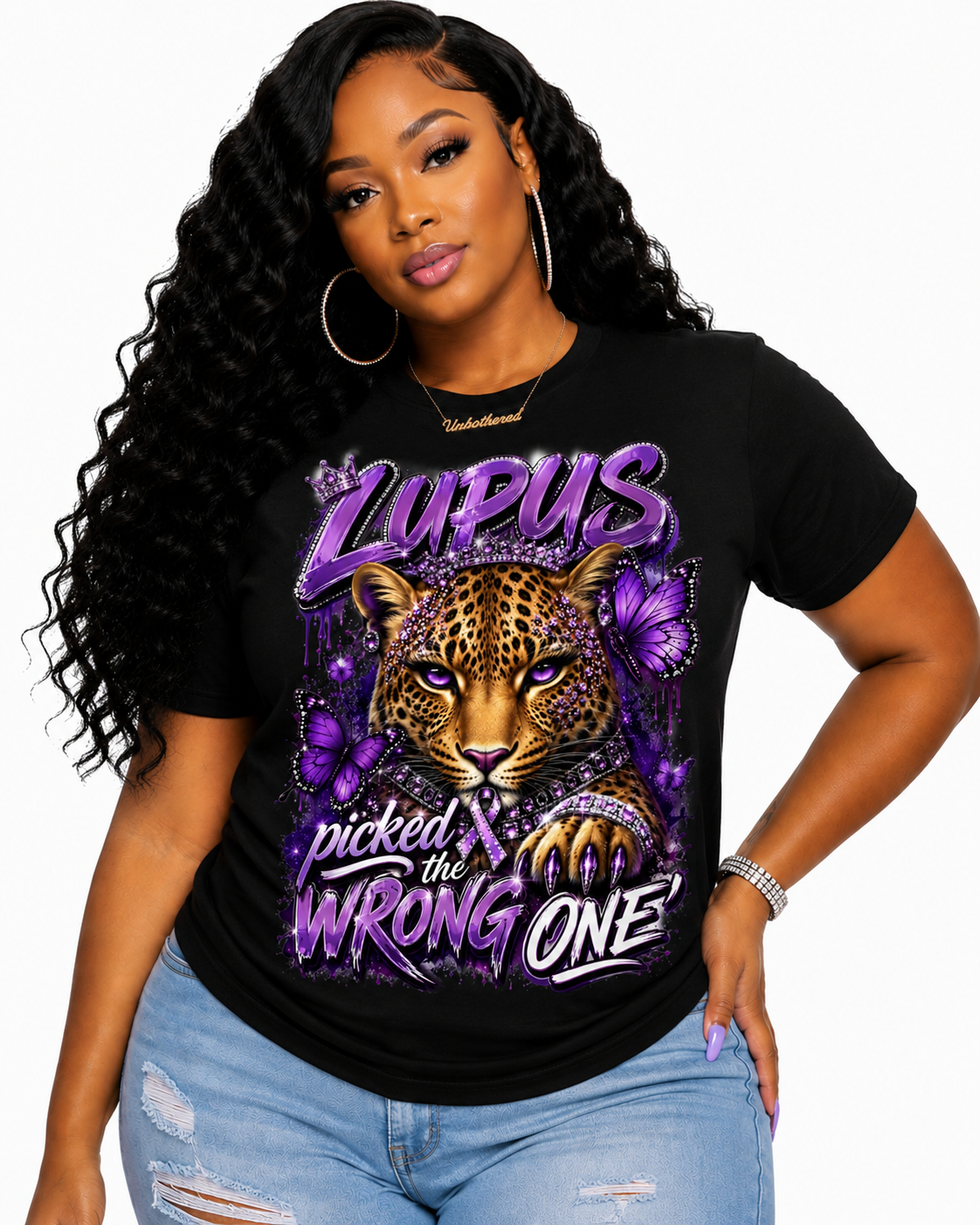 Lupus Picked the Wrong One™ Purple Leopard Awareness T-Shirt | Lupus Warrior Graphic Tee