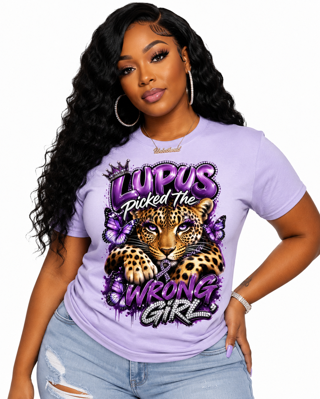 Lupus Picked the Wrong Girl™ Purple Leopard Awareness T-Shirt | Lupus Warrior Graphic Tee | Autoimmune Awareness Shirt