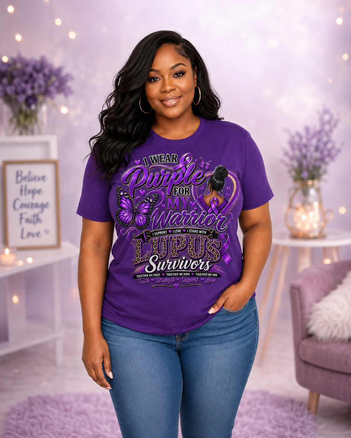 I Wear Purple for My Warrior Lupus Awareness & Support T-Shirt | Lupus Warrior Graphic Tee | Autoimmune Awareness Shirt (Copy)