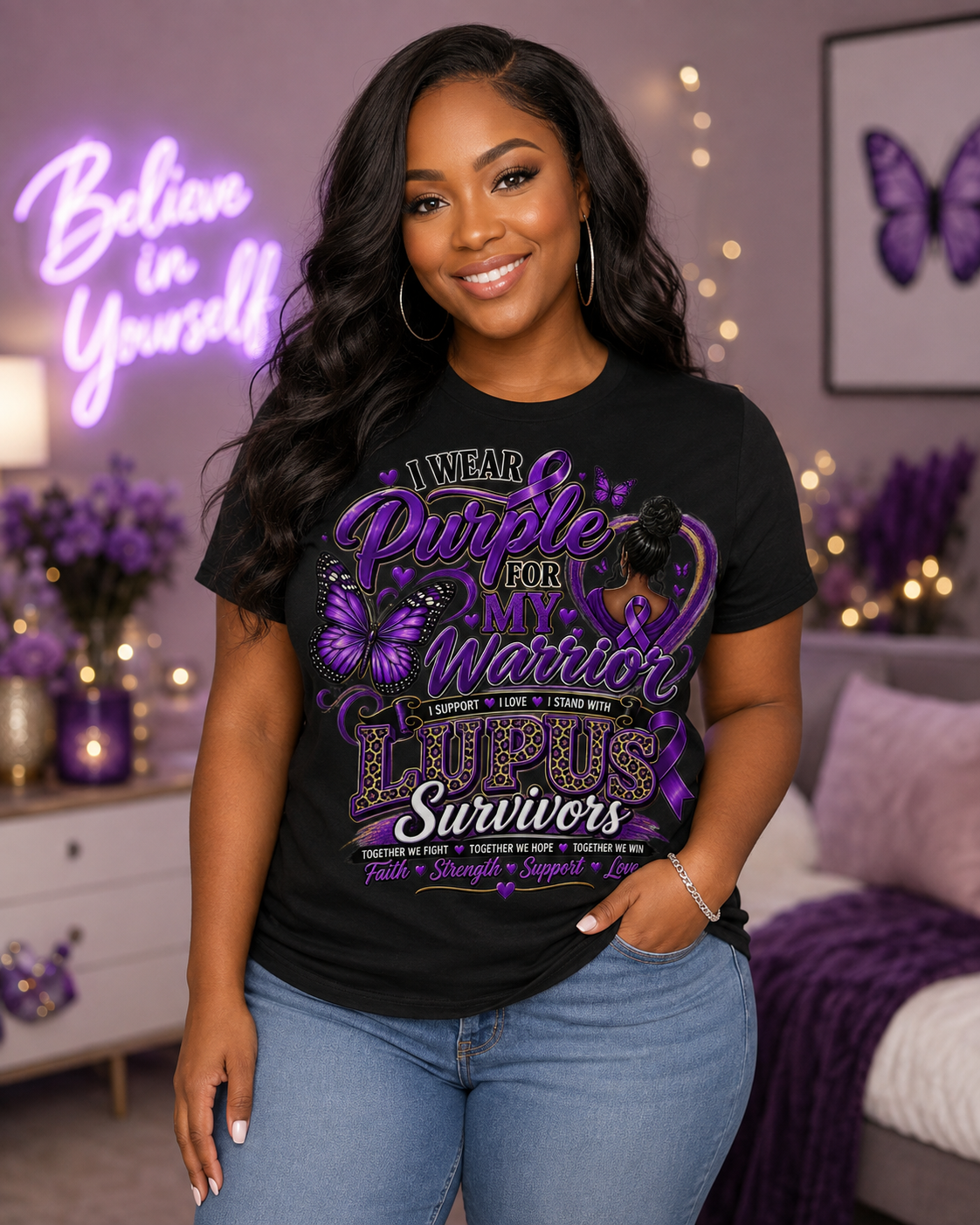I Wear Purple for My Warrior Lupus Awareness & Support T-Shirt | Lupus Warrior Graphic Tee | Autoimmune Awareness Shirt (Copy)