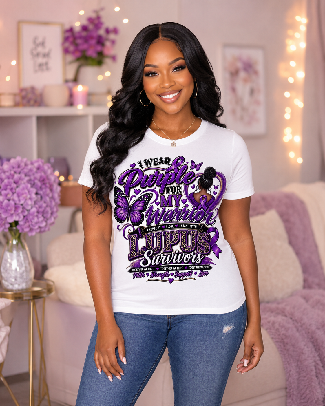 I Wear Purple for My Warrior Lupus Awareness & Support T-Shirt | Lupus Warrior Graphic Tee | Autoimmune Awareness Shirt (Copy)