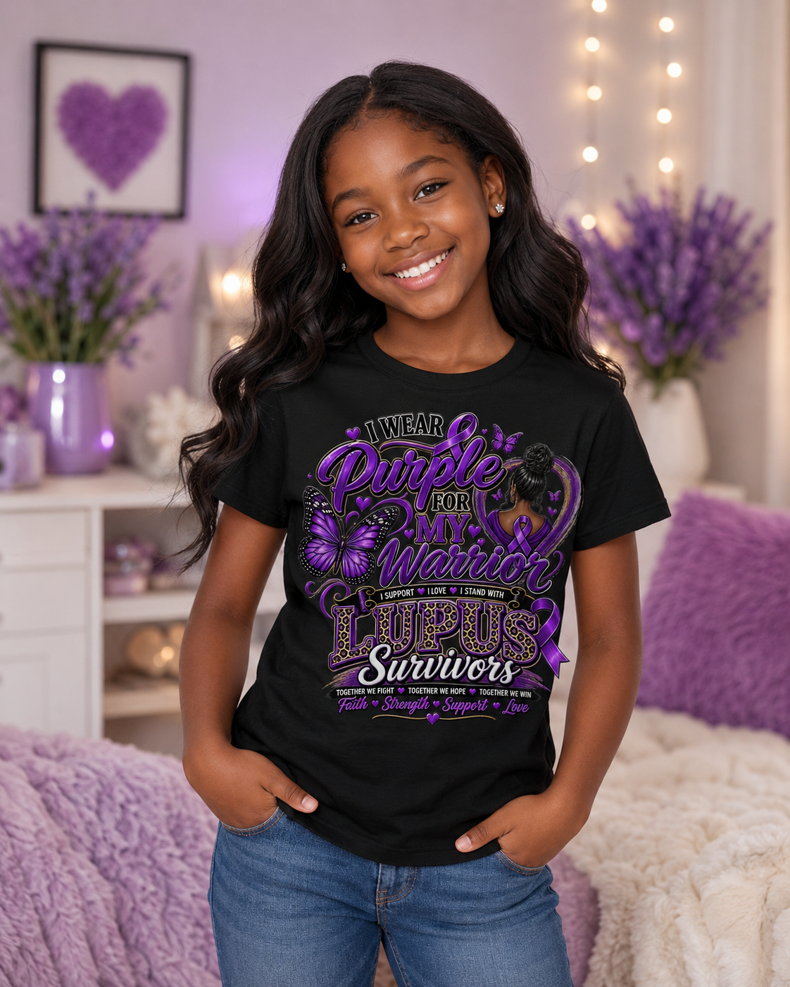 I Wear Purple for My Warrior Lupus Awareness & Support T-Shirt | Lupus Warrior Graphic Tee | Autoimmune Awareness Shirt (Copy)