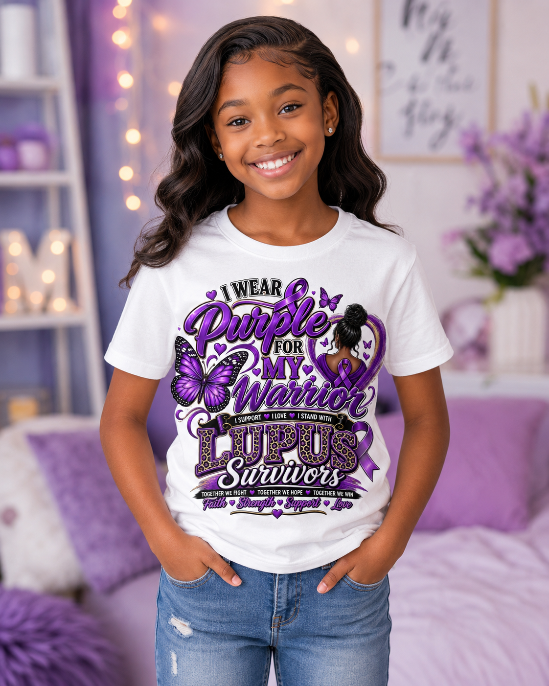 I Wear Purple for My Warrior Lupus Awareness & Support T-Shirt | Lupus Warrior Graphic Tee | Autoimmune Awareness Shirt (Copy)