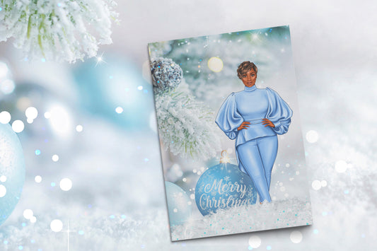Blue Wonderland Christmas Greeting Card