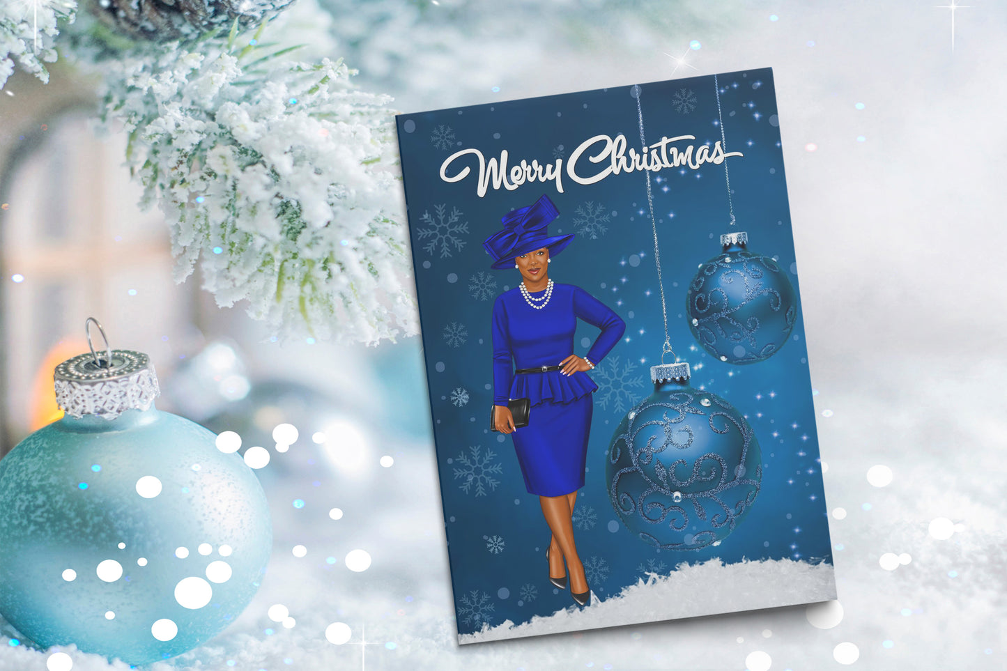 Blue Holiday Christmas Greeting Card
