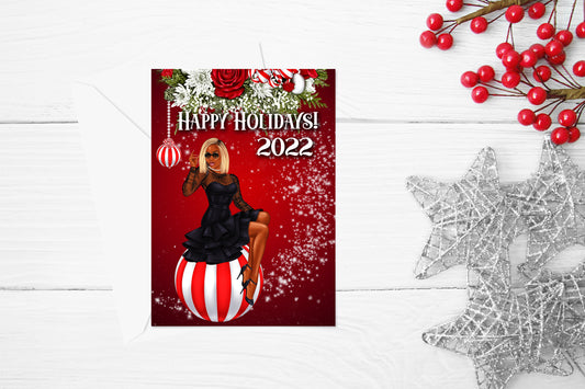Red Wreath Christmas Greeting Card